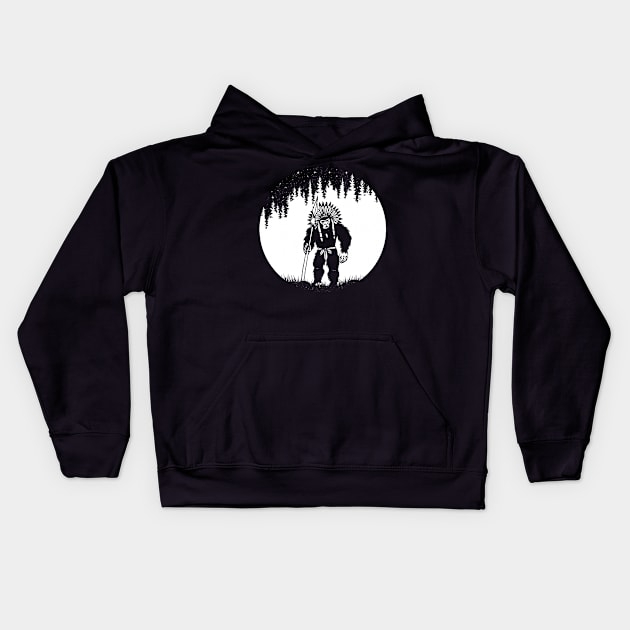 Bigfoot Native American Indian Kids Hoodie by Tesszero